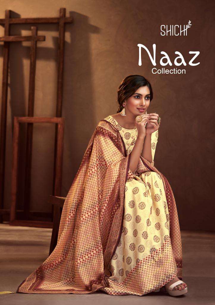 NAAZ BY SHICHI 101 TO 106 SERIES LINEN SILK GOWN & DUPATTA