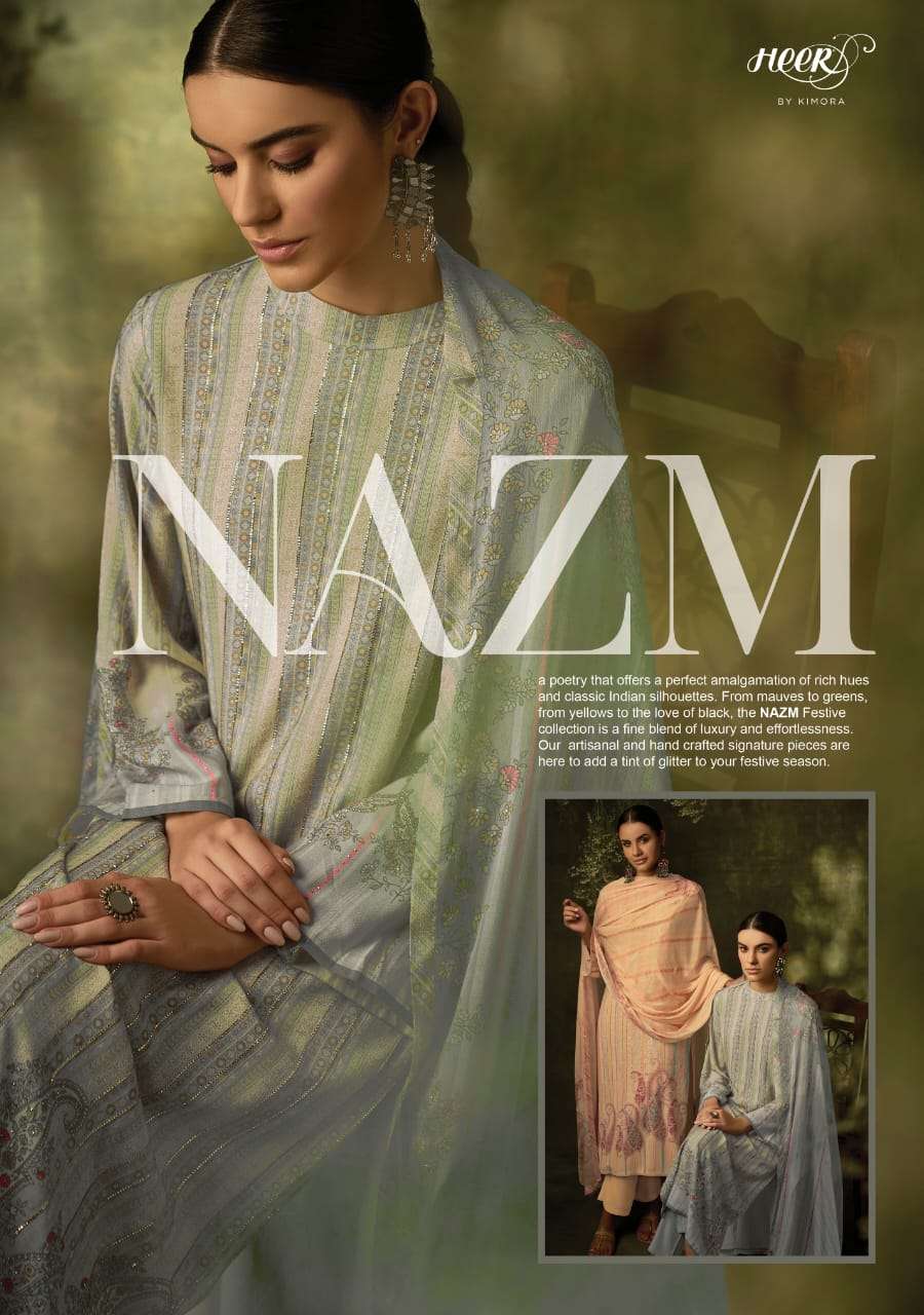 NAZM BY HEER 8831 TO 8838 SERIES PURE COTTON SATIN PUNJABI DRESSES