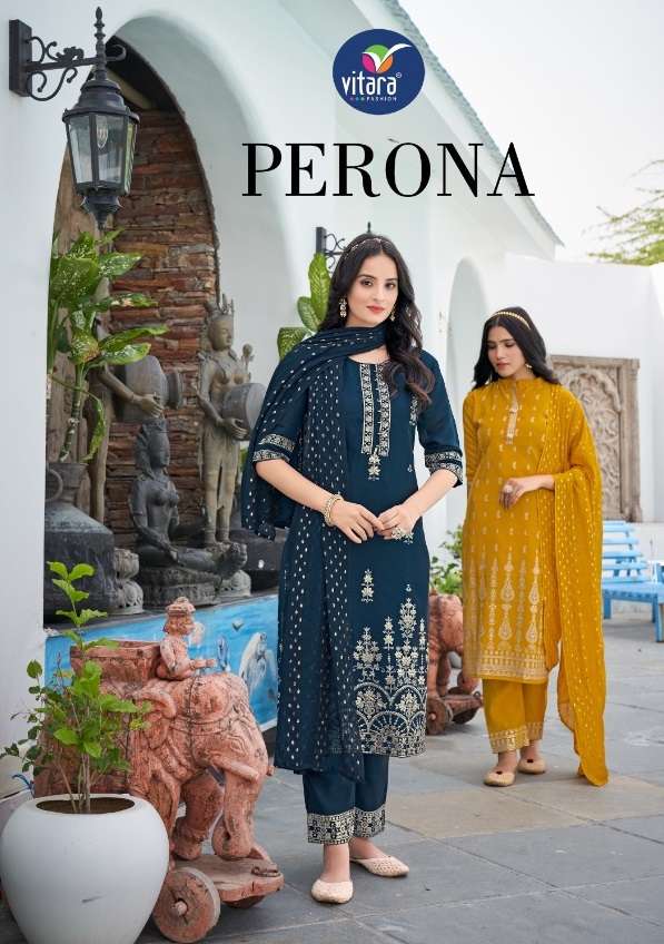 PERONA BY VITARA FASHION 1001 TO 1004 SERIES VISCOSE STITCHED DRESSES