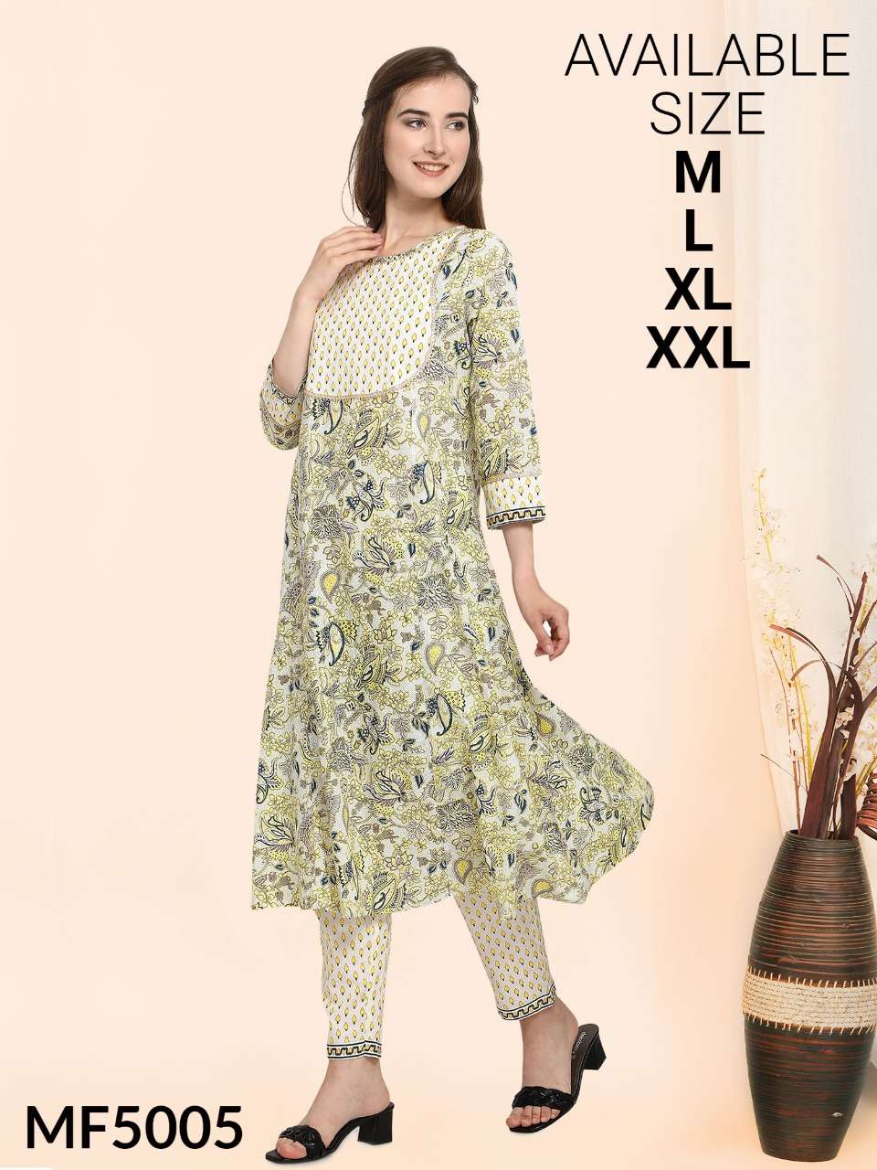 POPIN BY ASLIWHOLESALE 5002 TO 5006 SERIES COTTON KURTI & PANTS