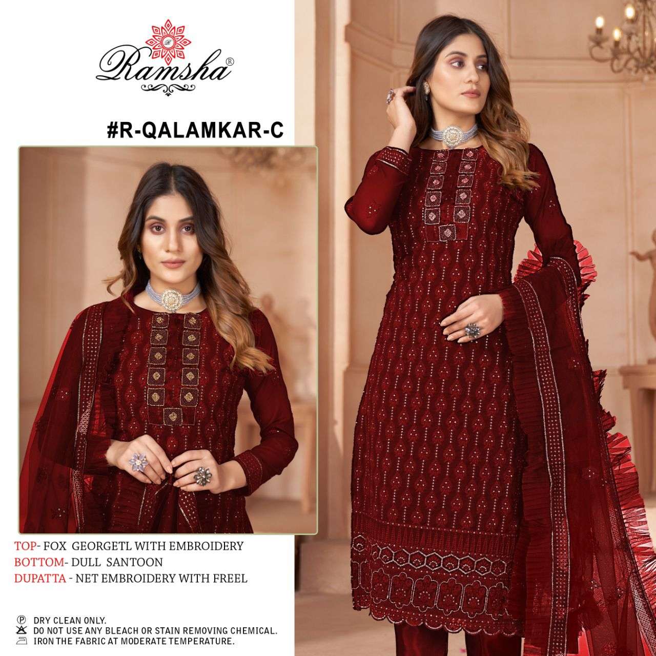 QALAMKAR NX BY RAMSHA GEORGETTE EMBROIDERY DRESSES