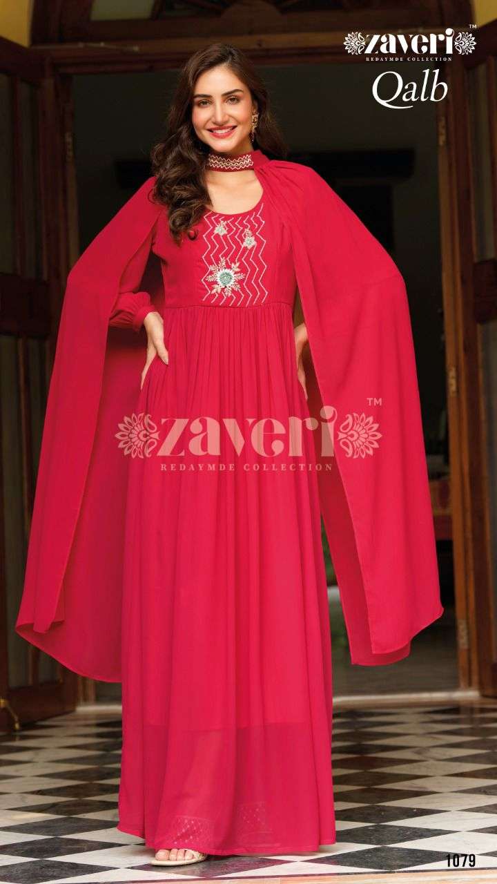 QALB BY ZAVERI 1079 TO 1082 SERIES GEORGETTE WORK GOWN & DUPATTA