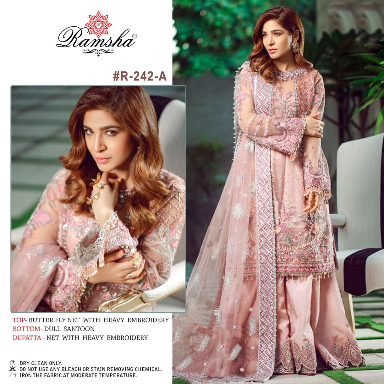 R-242 NX BY RAMSHA BUTTERFLY NET EMBROIDERY PAKISTANI DRESSES