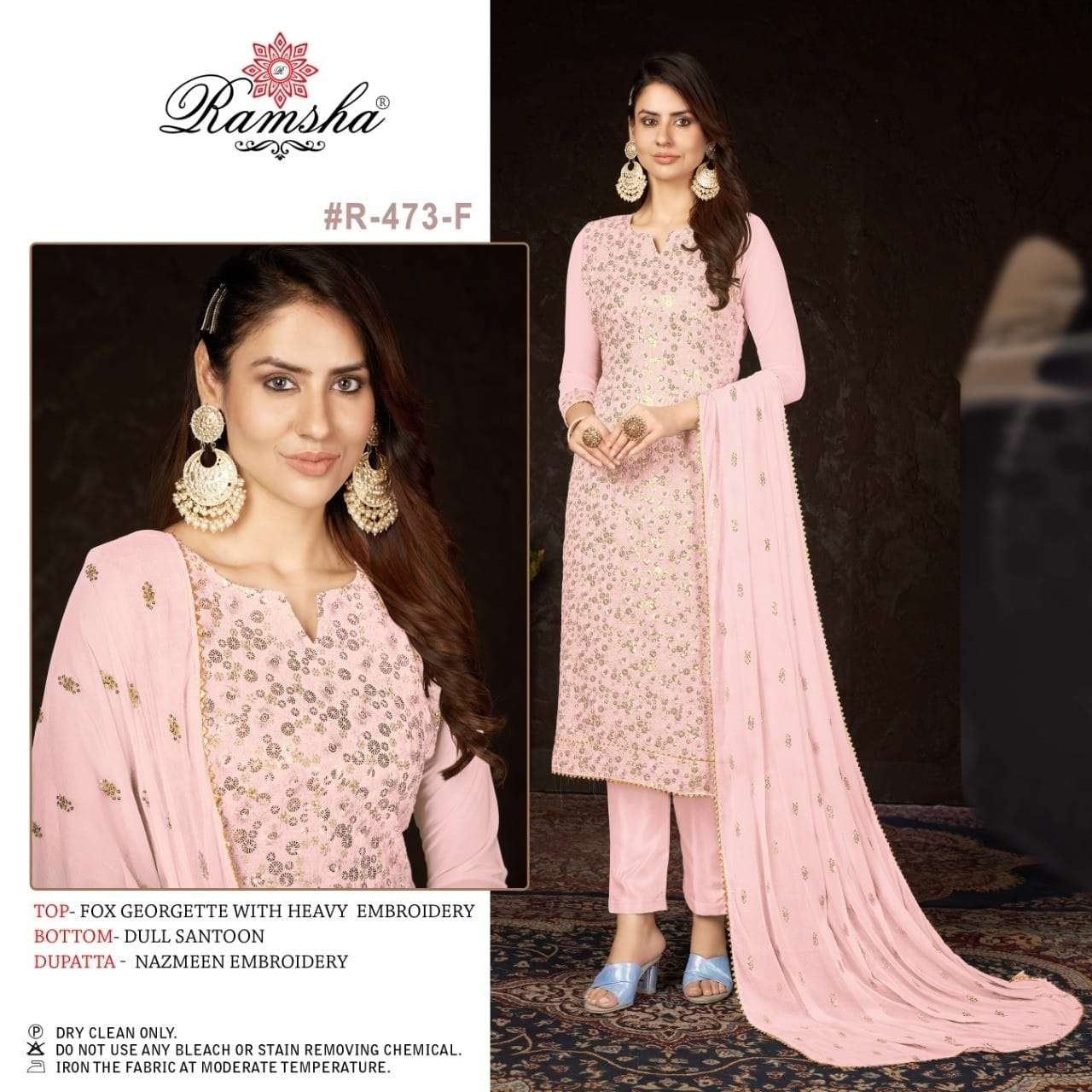 R-473 LIGHT NX BY RAMSHA 473-E TO 473-H SERIES FAUX GEORGETTE DRESSES