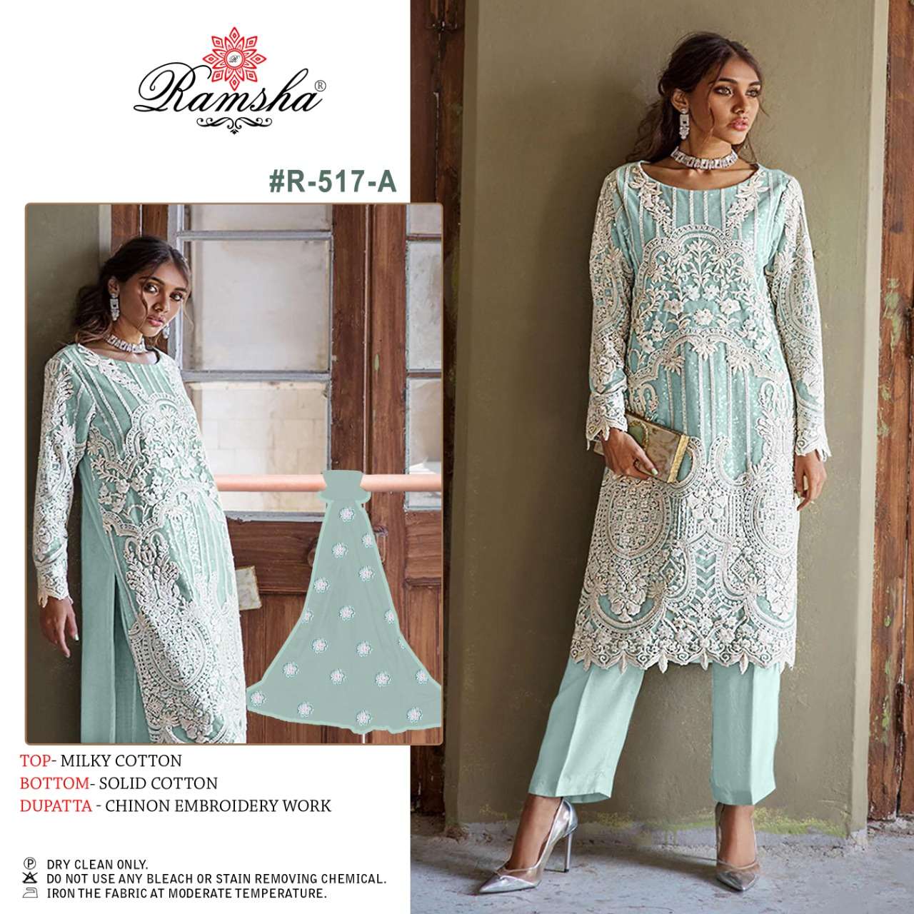 R-517 NX BY RAMSHA 517-A TO 517-D SERIES MILKY COTTON WORK DRESSES