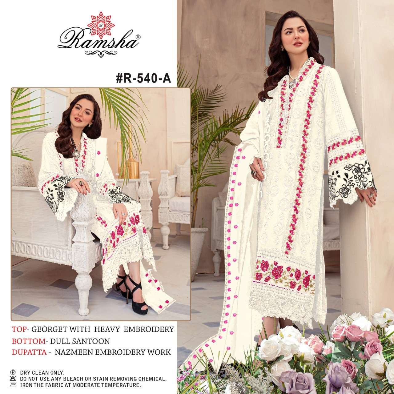 R-540 NX BY RAMSHA GEORGETTE EMBROIDERY PAKISTANI DRESSES