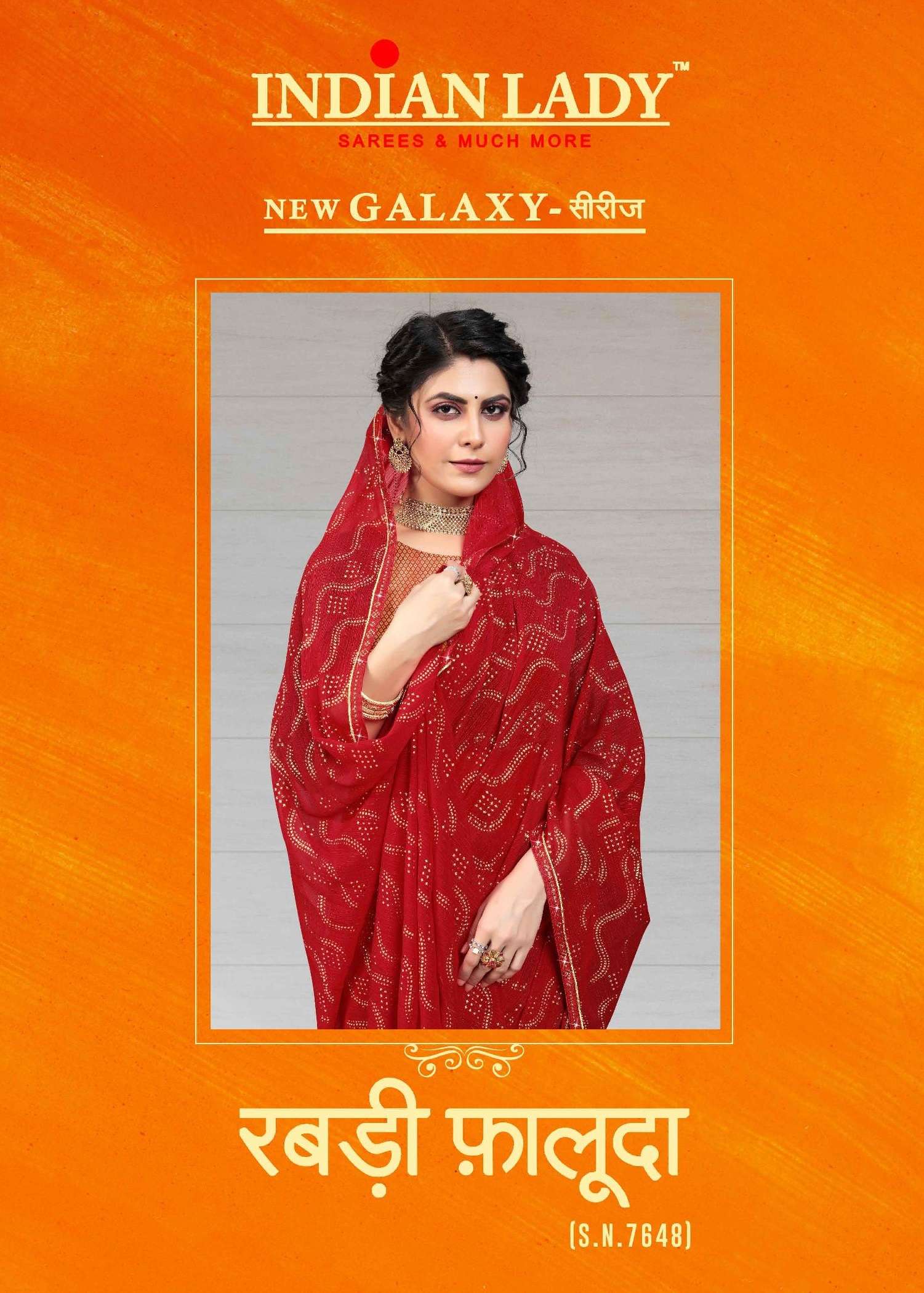 RABDI FALOODA BY INDIAN LADY 7648-A TO 7648-H SERIES CHIFFON PATTA SAREES