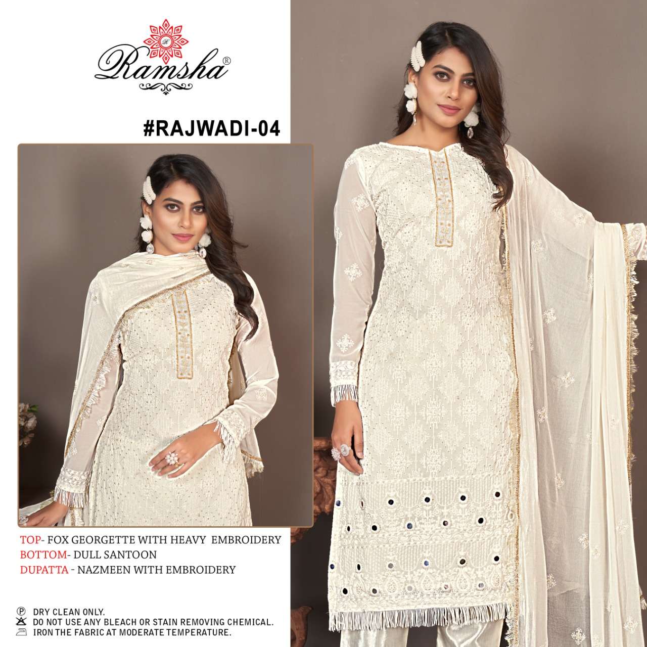 RAJWADI 04 HIT DESIGN BY RAMSHA GEORGETTE EMBROIDERY WORK DRESS