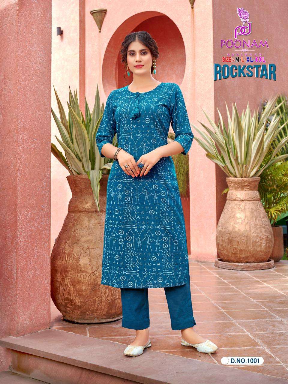 ROCKSTAR BY POONAM DESIGNER 1001 TO 1010 SERIES RAYON PRINT KURTIS