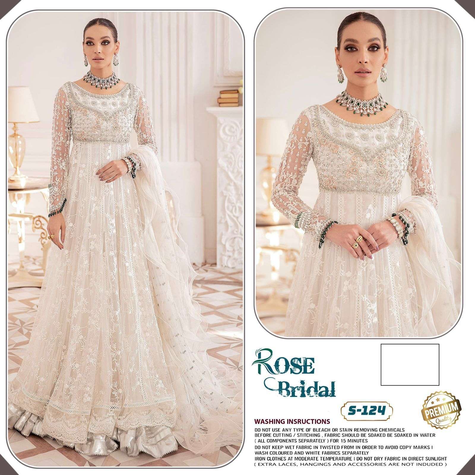 ROSE BRIDAL S-124 BY SHANAYA FASHION HEAVY BUTTERFLY NET DRESS