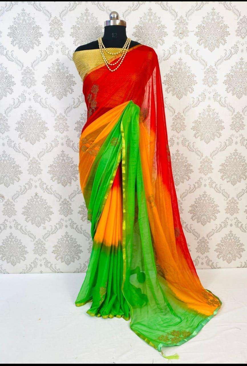 ROYAL RAINBOW BY ASLIWHOLESALE GEORGETTE WORK SAREES