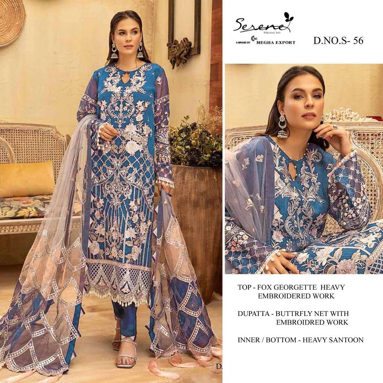 S-65 HIT DESIGN BY SERENE FAUX GEORGETTE EMBROIDERY DRESS