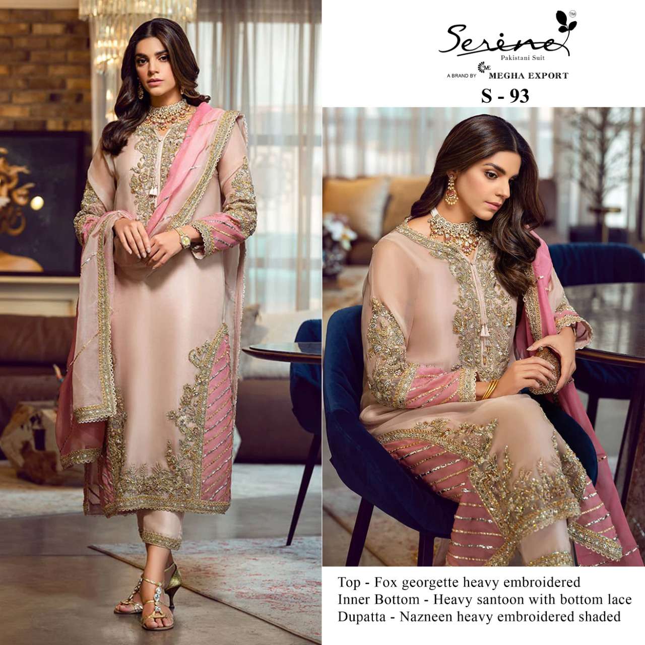 S-93 HIT DESIGN BY SERENE FAUX GEORGETTE EMBROIDERY DRESS