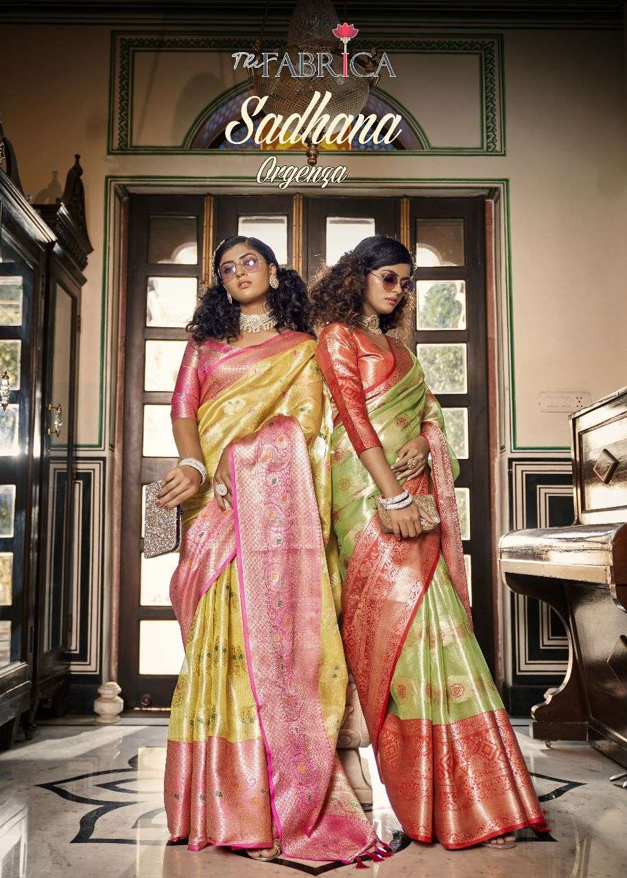 SADHNA BY THE FABRICA 6001 TO 6012 SERIES ORGANZA JACQUARD WORK SAREES