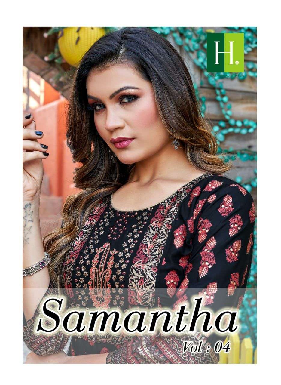 SAMANTHA VOL-4 BY H DOT HEAVY RAYON WORK KURTIS