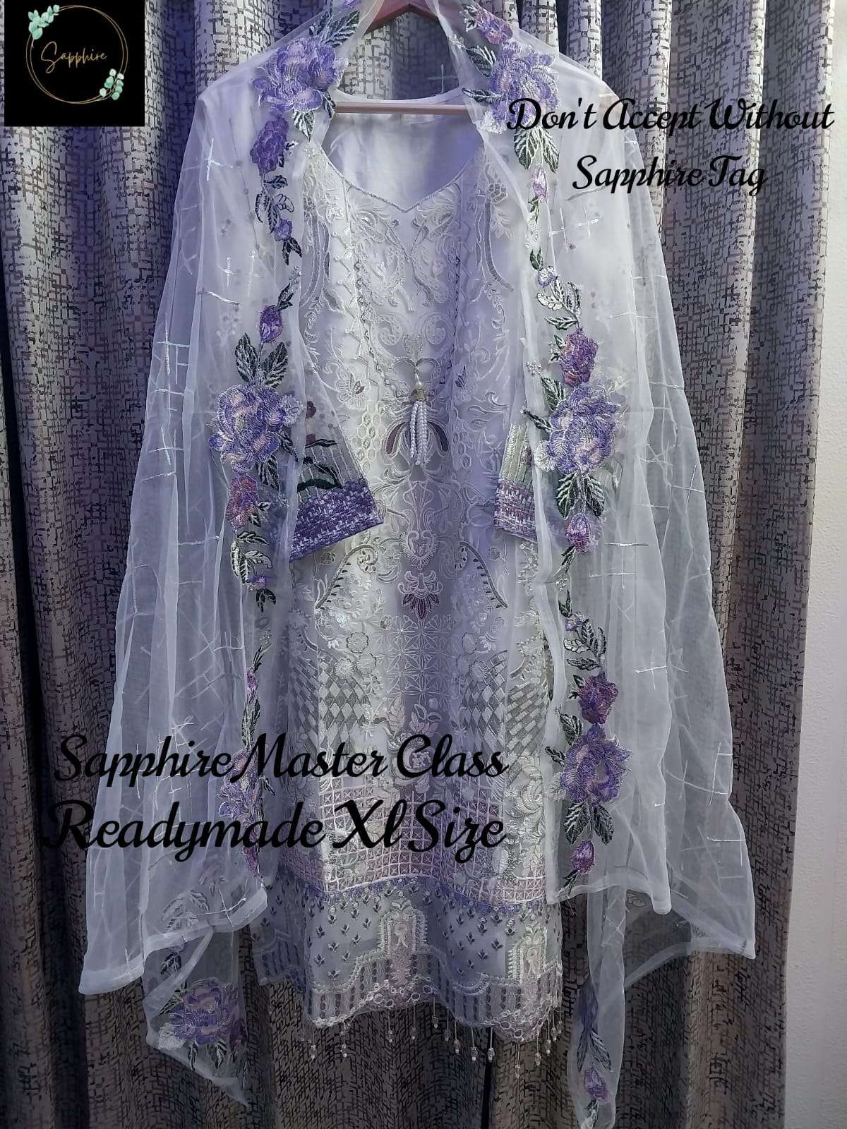 SAPPHIRE MASTER CLASS BY ASLIWHOLESALE NET HEAVY WORK STITCHED DRESS