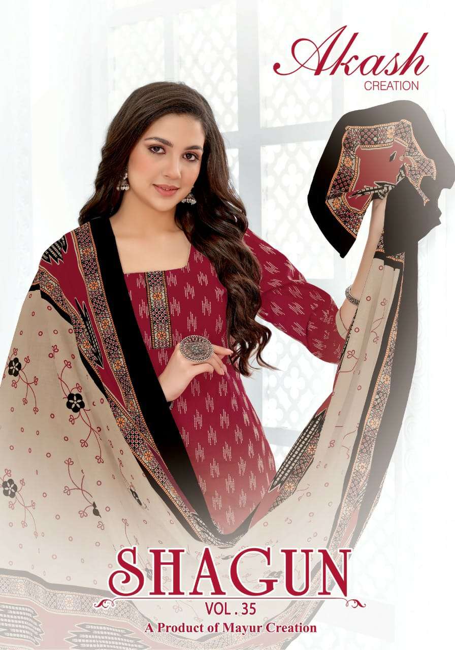 SHAGUN VOL-35 BY AKASH CREATION 3501 TO 3525 SERIES COTTON PRINT DRESSES