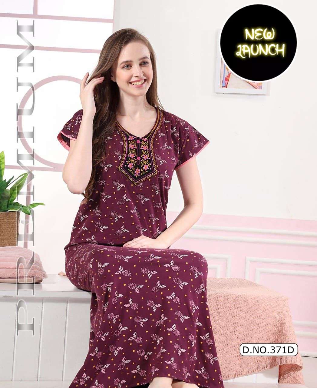 SHINKER NIGHTY GOWN VOL-371 BY ASLIWHOLESALE COTTON NIGHT GOWNS