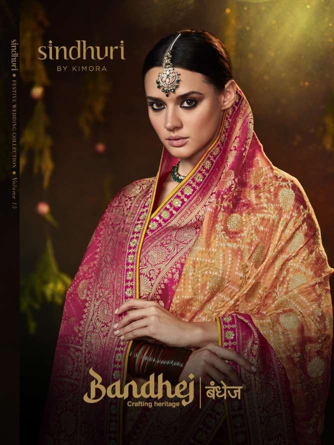 SINDHURI BANDHEJ BY KIMORA 154 TO 164 SERIES BANDHANI SILK SAREES