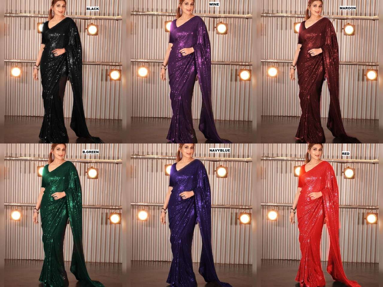 SONALI BENDRE BY ASLIWHOLESALE GEORGETTE SEQUENCE SAREES