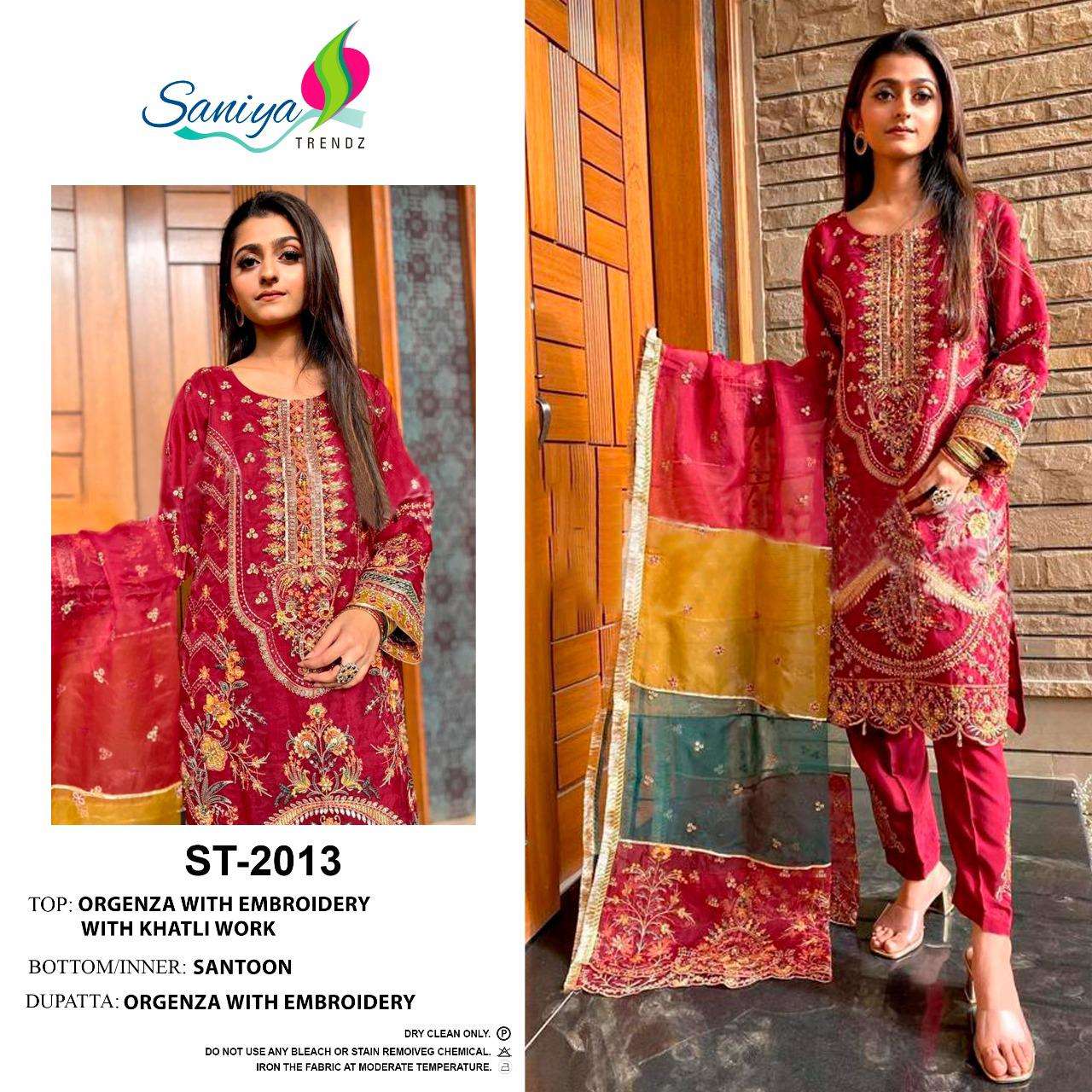 ST-2012 TO ST-2014 SERIES BY SANIYA TRENDZ ORGANZA PAKISTANI DRESSES