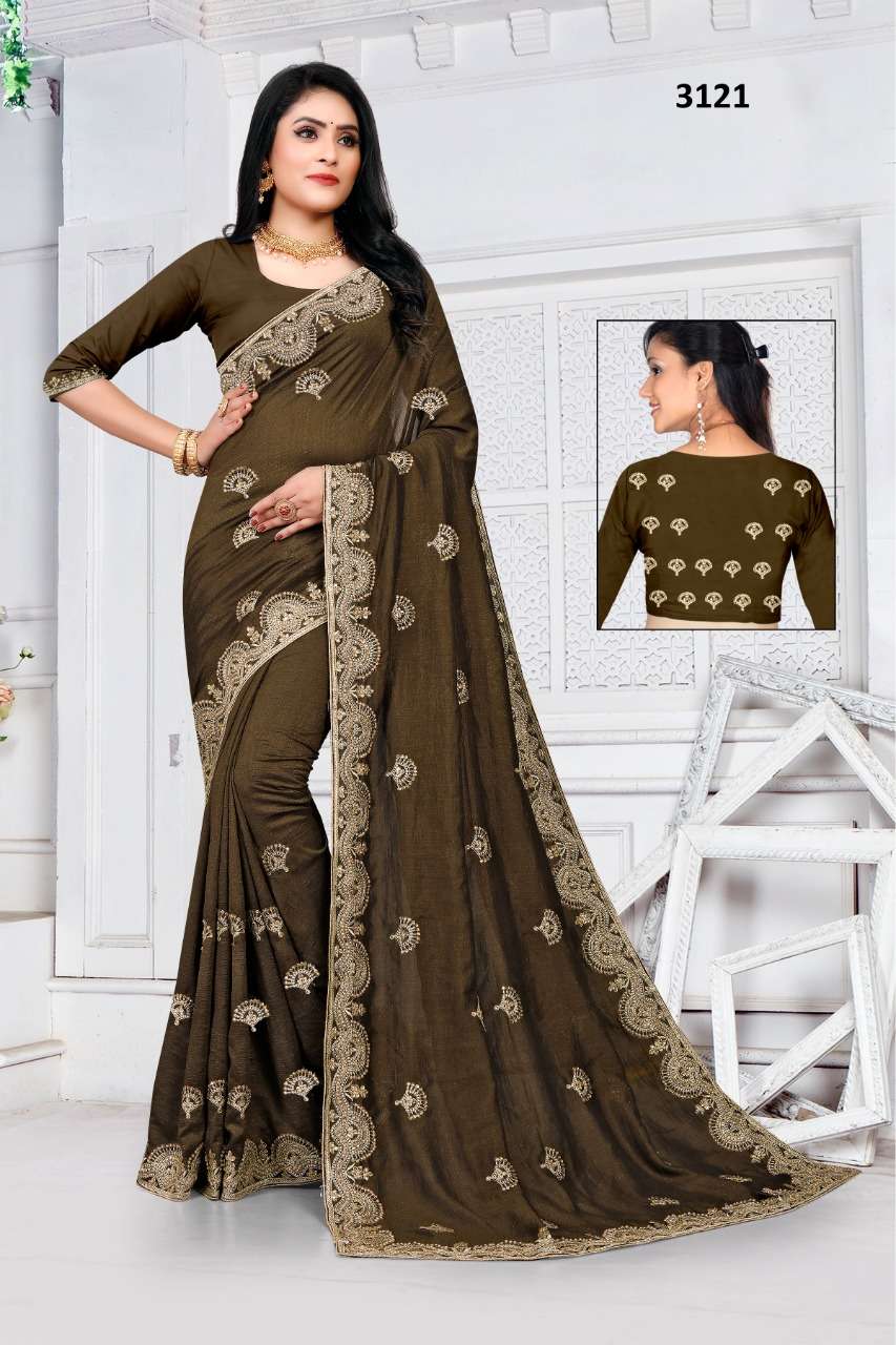 STR-3121 COLOURS BY ASLIWHOLESALE VICHITRA SILK WORK SAREES