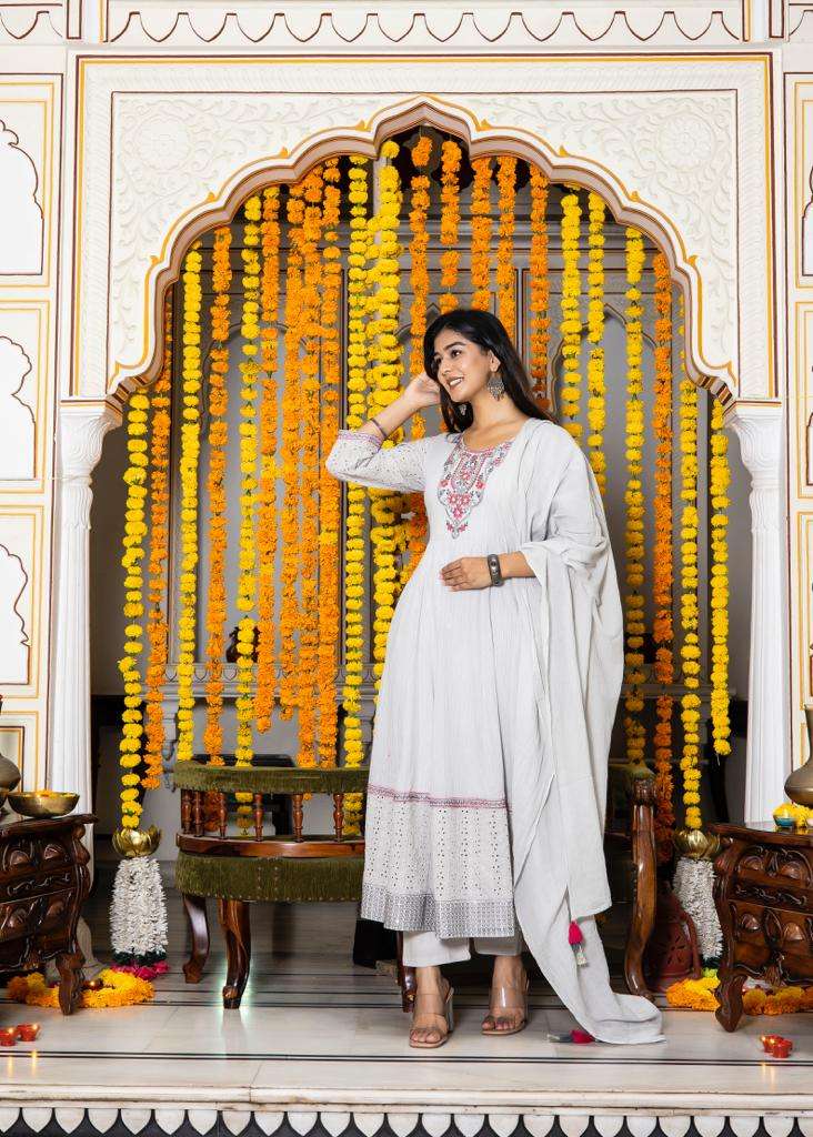 W&W WHITE HIT DESIGN BY ASLIWHOLESALE COTTON WORK STITCHED DRESSES