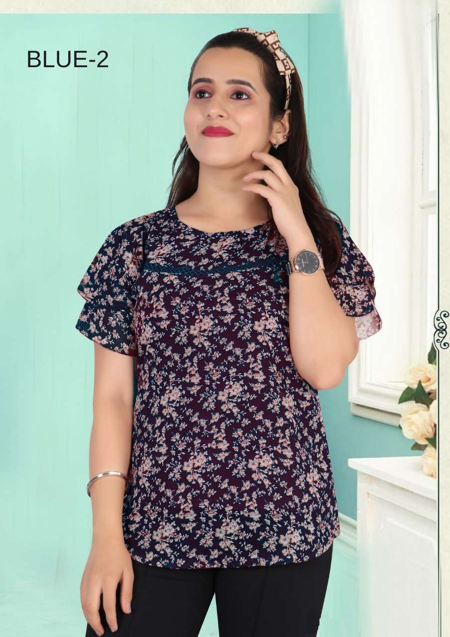 WEDESI BY FF 01 TO 04 SERIES GEORGETTE PRINT TOPS