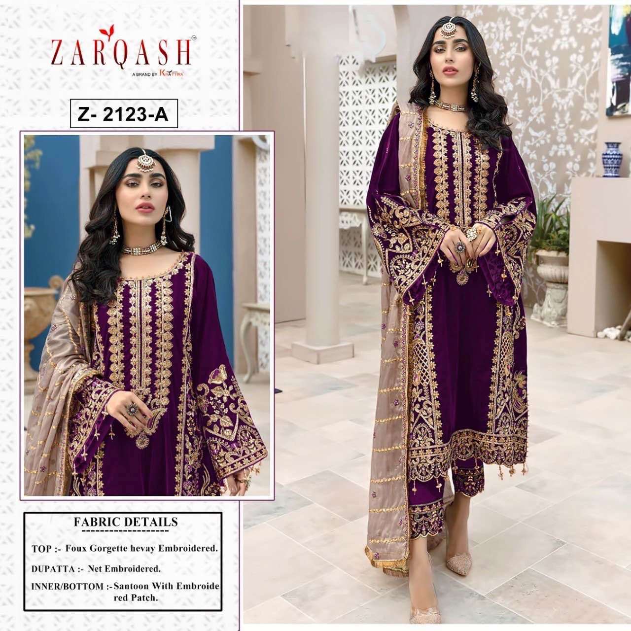 Z-2123 COLOURS BY ZARQASH 2123-A TO 2123-D SERIES FAUX GEORGETTE DRESSES