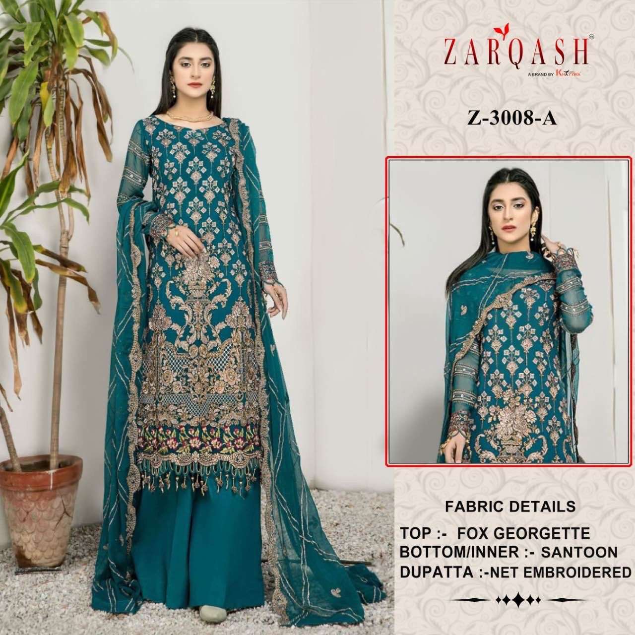 Z-3008 COLOURS BY ZARQASH 3008-A TO 3008-D SERIES FAUX GEORGETTE DRESSES