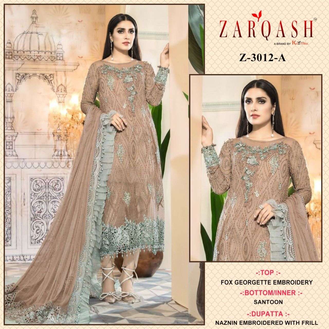 Z-3012 COLOURS BY ZARQASH 3012-A TO 3012-D SERIES FAUX GEORGETTE DRESSES