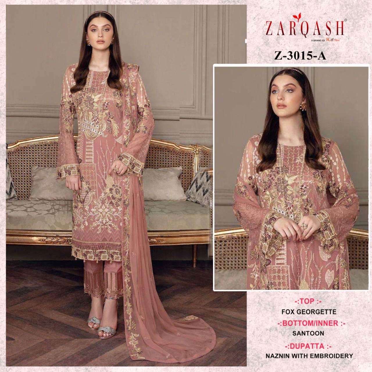 Z-3015 COLOURS BY ZARQASH 3015-A TO 3015-C SERIES GEORGETTE WORK DRESSES