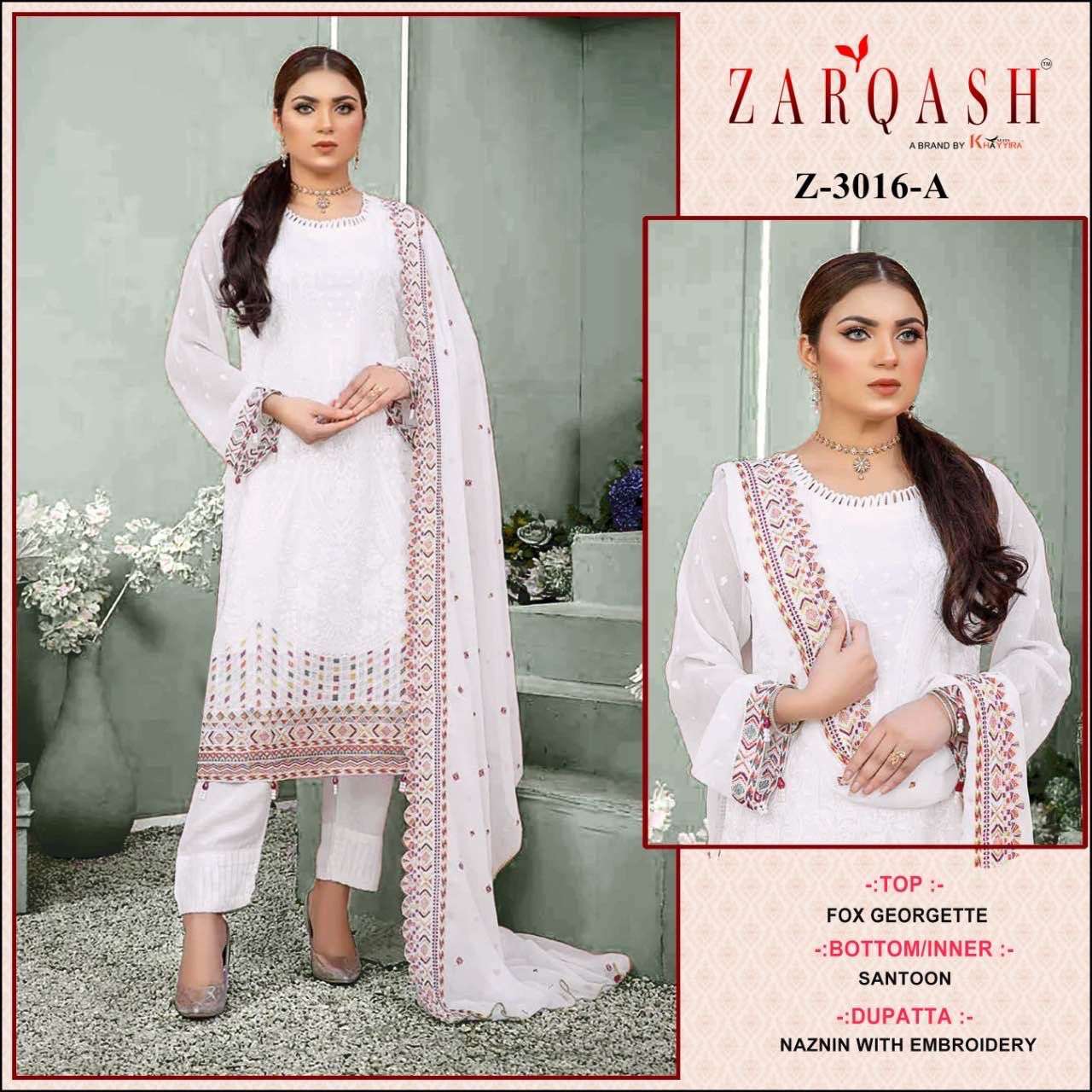 Z-3016 COLOURS BY ZARQASH 3016-A TO 3016-D SERIES FAUX GEORGETTE DRESSES