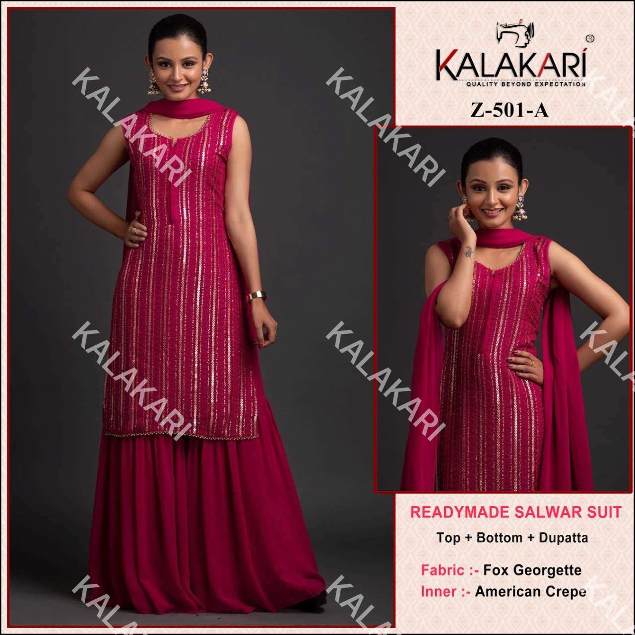 Z-501 NX BY KALAKARI 501-A TO 501-B SERIES FAUX GEORGETTE STITCHED DRESSES