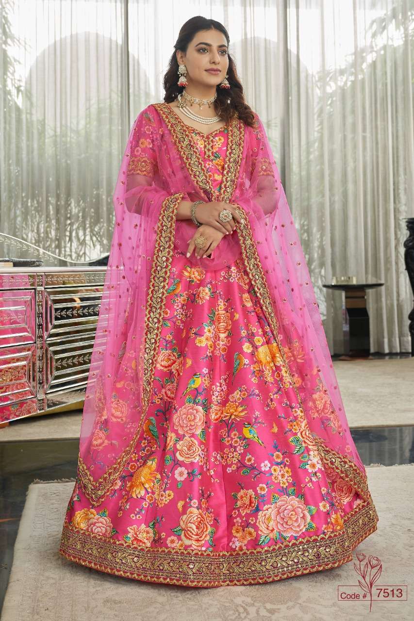 Z7513 HIT DESIGN BY ASLIWHOLESALE HEAVY SILK WORK LEHENGA