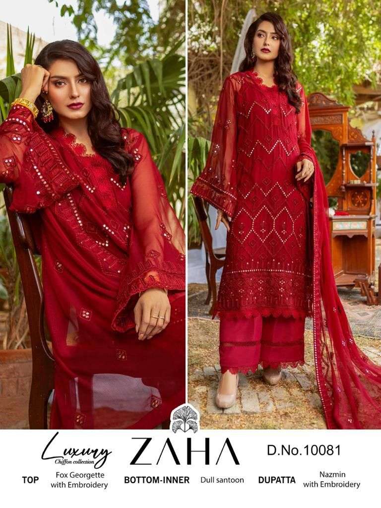 ZAHA 10081 HIT DESIGN BY ZAHA GEORGETTE EMBROIDERY PAKISTANI DRESS