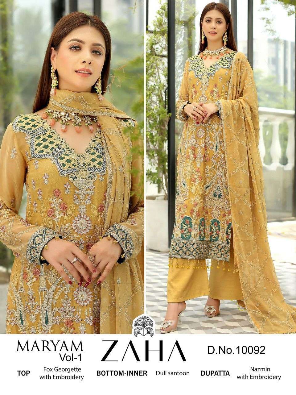 ZAHA 10092 HIT DESIGN BY ZAHA GEORGETTE EMBROIDERY PAKISTANI DRESS