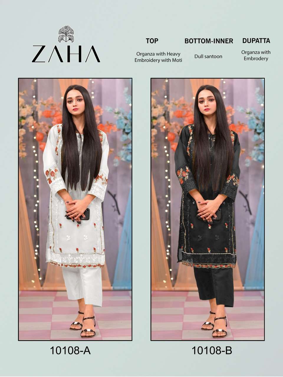 ZAHA 10108 NX BY ZAHA 10108-A TO 10108-B SERIES ORGANZA PAKISTANI DRESSES