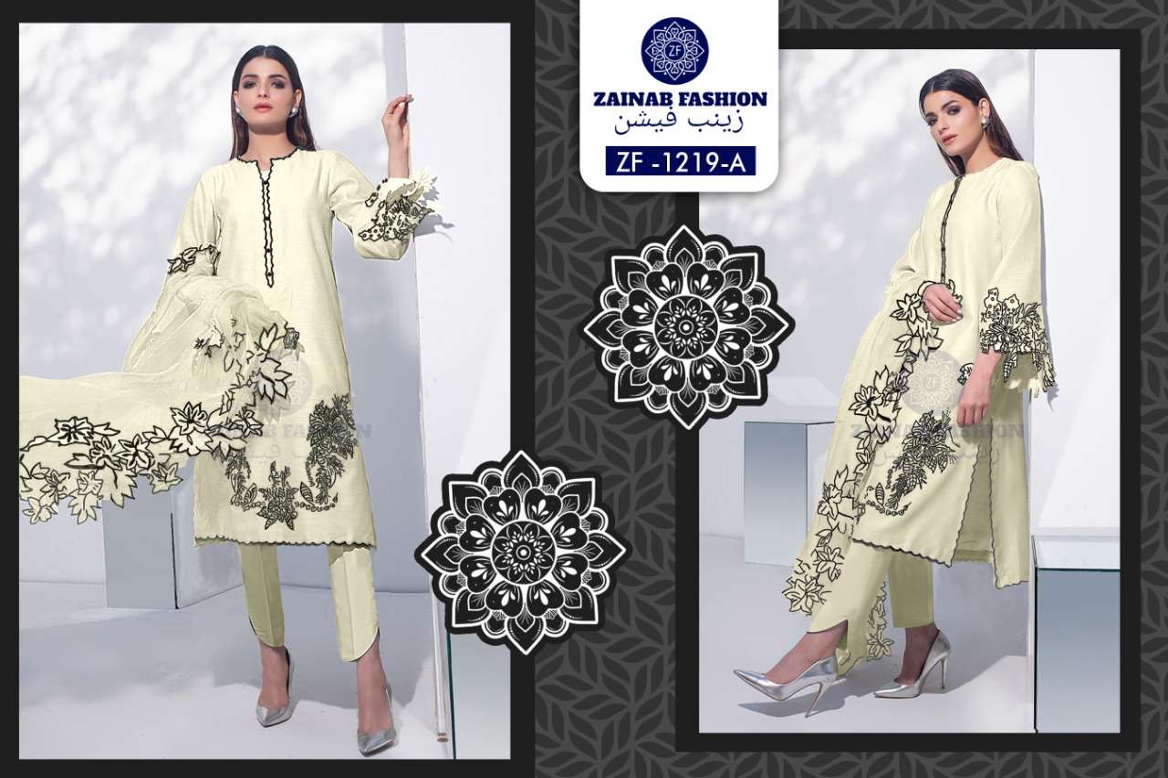 ZF-1219 COLOURS BY ZAINAB FASHION 1219-A TO 1219-D SERIES SATIN STITCHED DRESSES