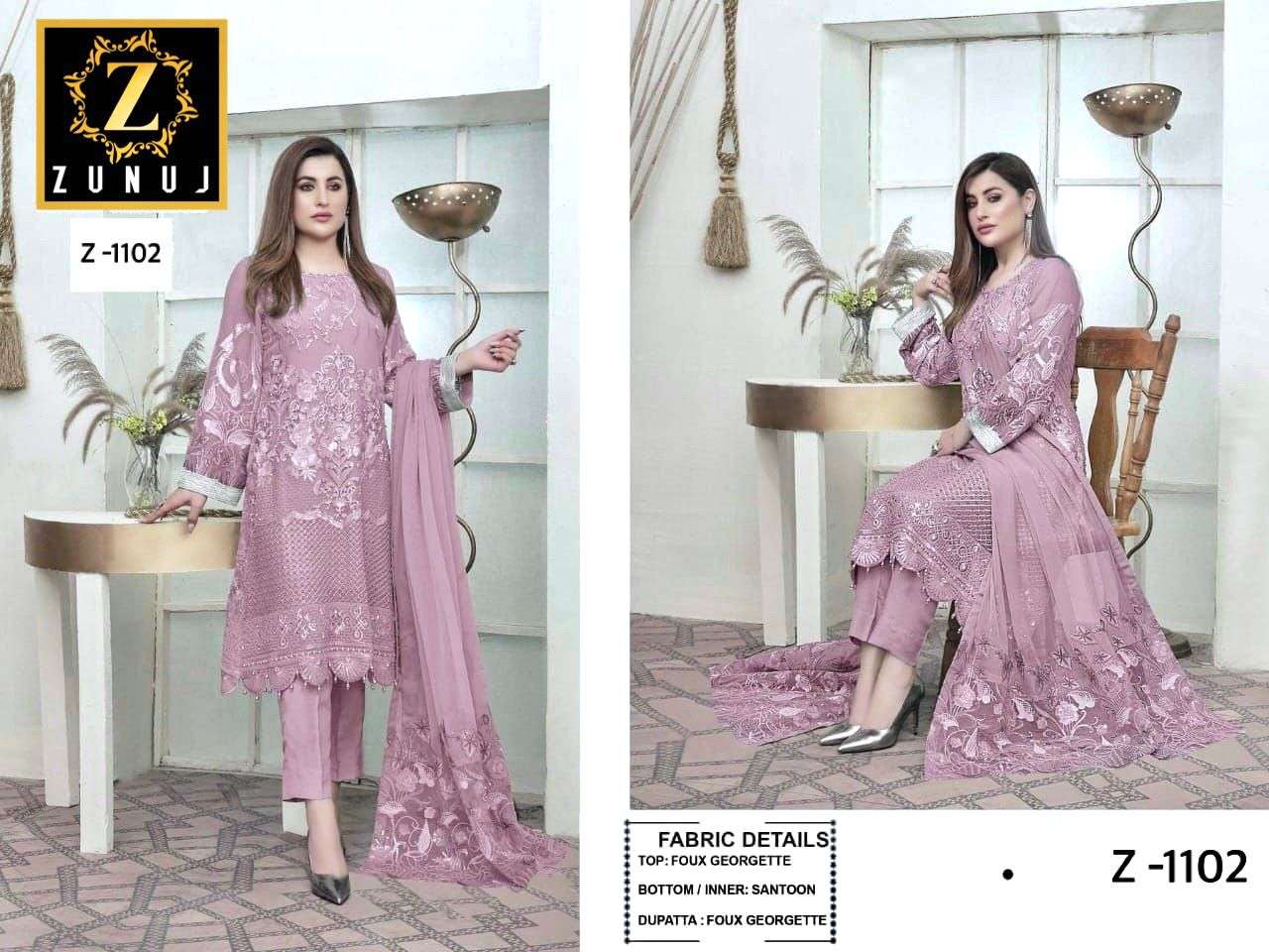 ZUNUJ Z-1102 BY ASLIWHOLESALE GEORGETTE EMBROIDERY PAKISTANI DRESS