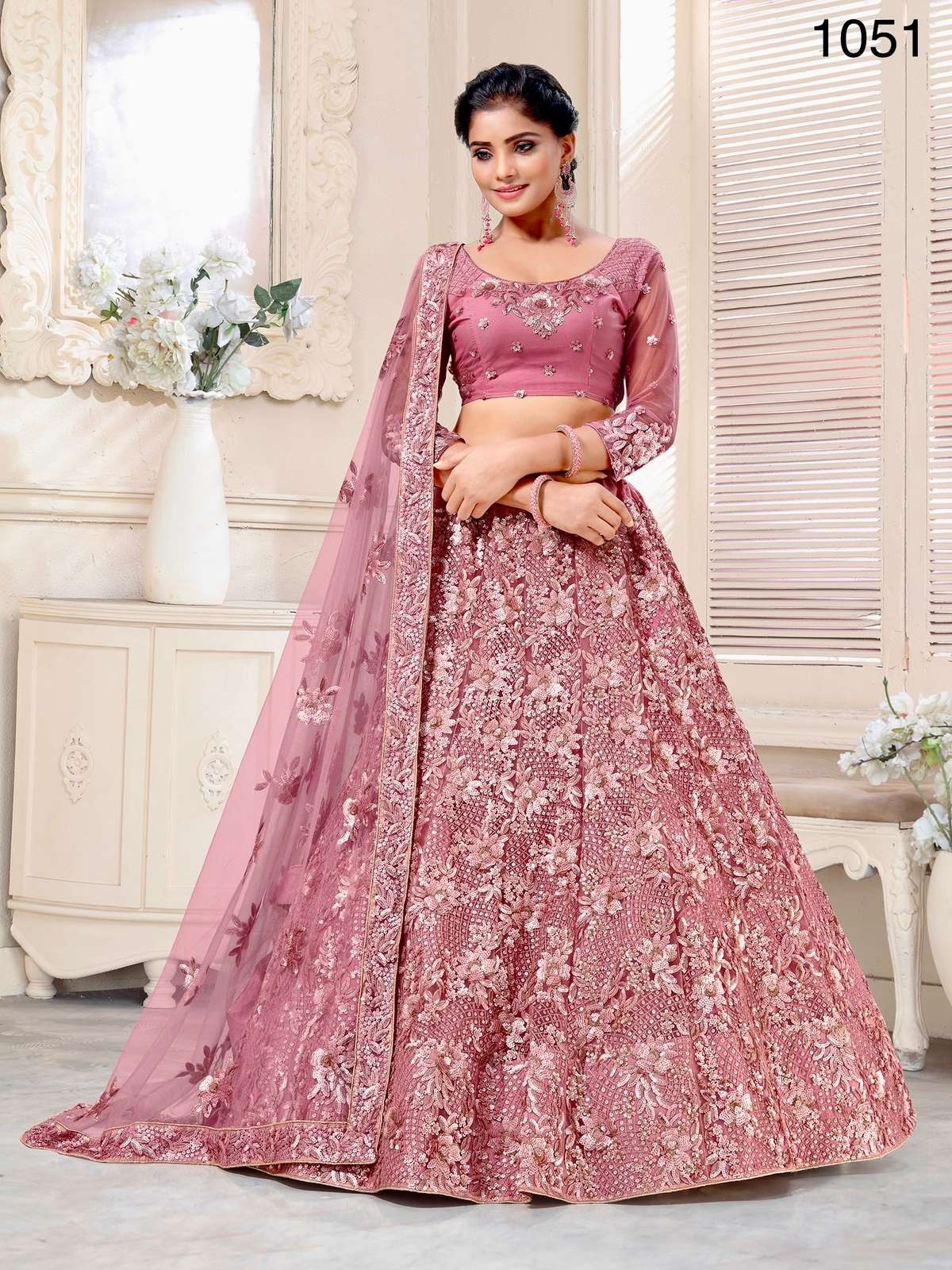 A1051 MORPANKH BY ASLIWHOLESALE NET HEAVY WORK BRIDAL LEHENGA