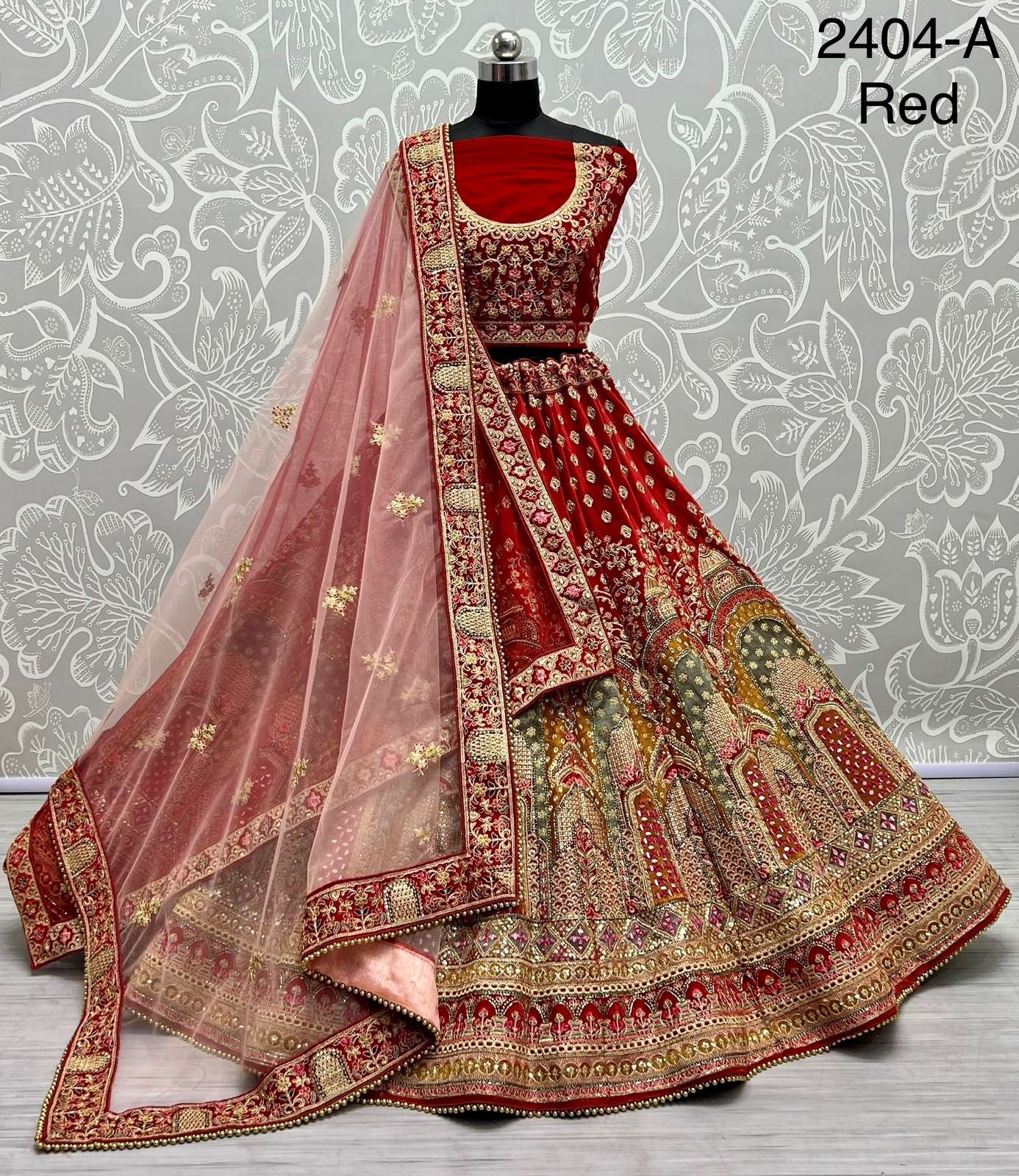 A2404 NX BY ASLIWHOLESALE VELVET HANDWORK BRIDAL LEHENGAS