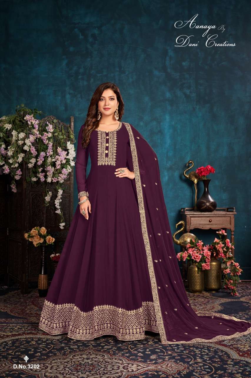 AANAYA VOL-132 BY TWISHA 3201 TO 3204 SERIES FAUX GEORGETTE ANARKALI DRESSES