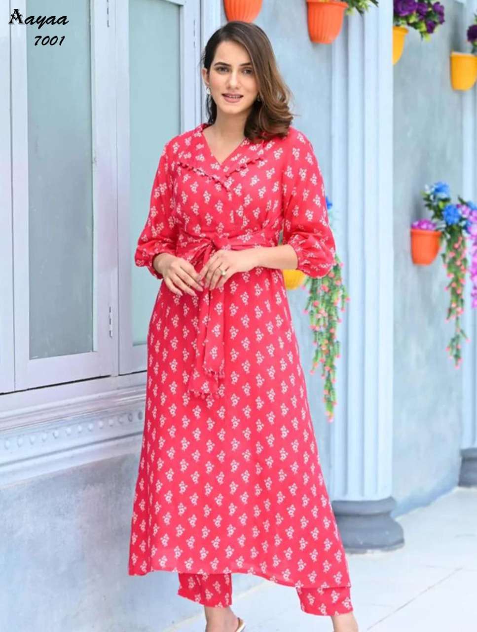 AAYAA VOL-7 BY ASLIWHOLESALE 7001 TO 7005 SERIES MUSLIN KURTIS WITH PANT