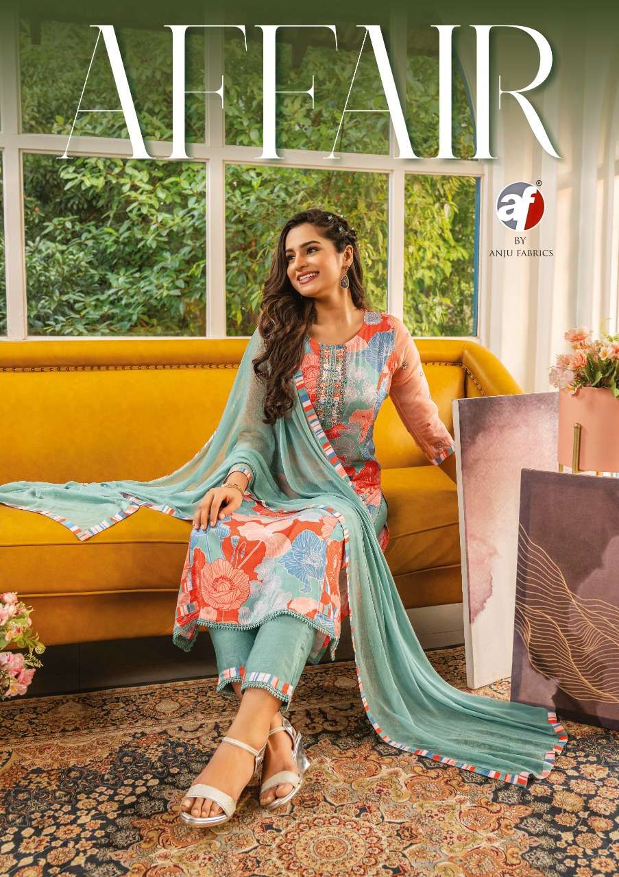 AFFAIR BY ANJU FABRICS 2721 TO 2726 SERIES VISCOSE SATIN SILK STITCHED DRESSES