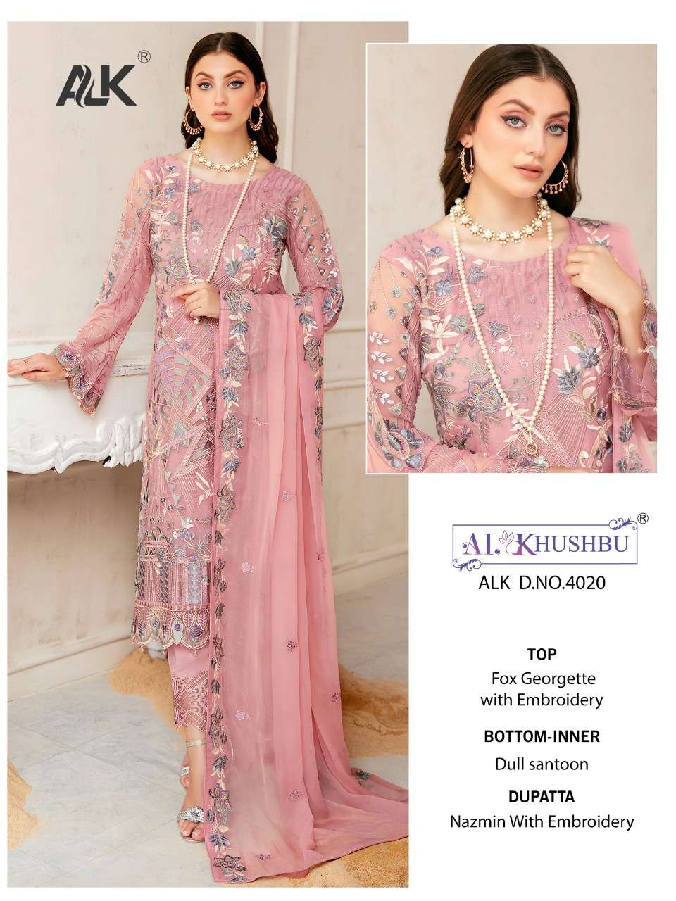 ALK-4020 HIT BY AL KHUSHBU GEORGETTE PAKISTANI DRESS