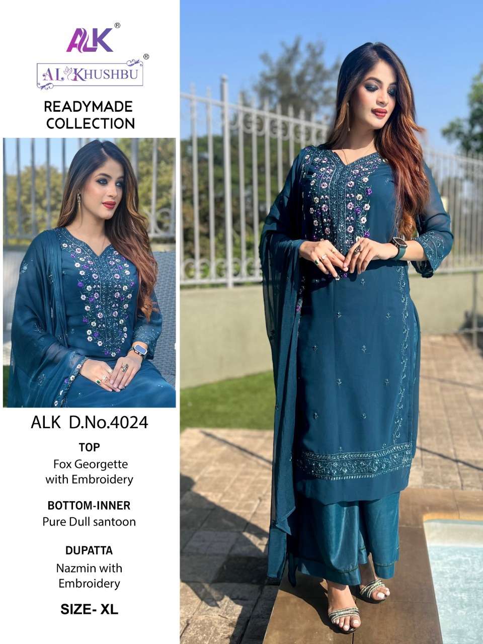 ALK-4024 HIT DESIGN BY AL KHUSHBU HEAVY GEORGETTE STITCHED DRESS