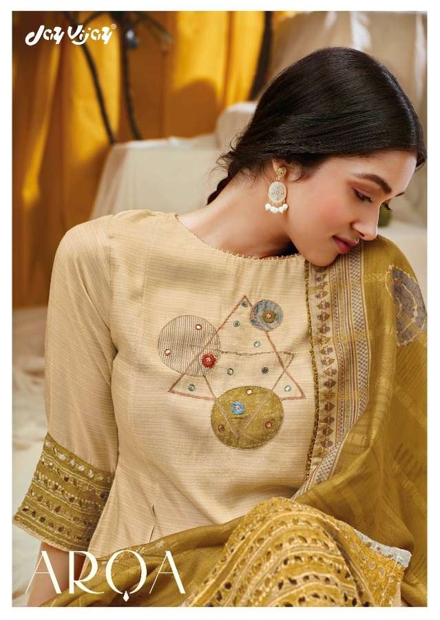 ARQA BY JAY VIJAY 7741 TO 7748 SERIES PURE MOGA SILK EMBROIDERY DRESSES