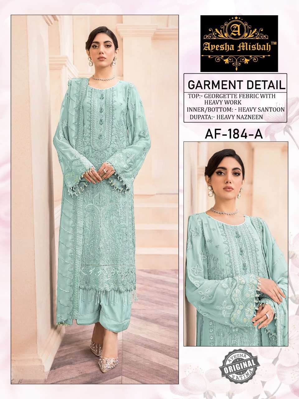 AYESHA MISBAH 184 COLOURS BY ASLIWHOLESALE GEORGETTE WORK PAKISTANI DRESSES