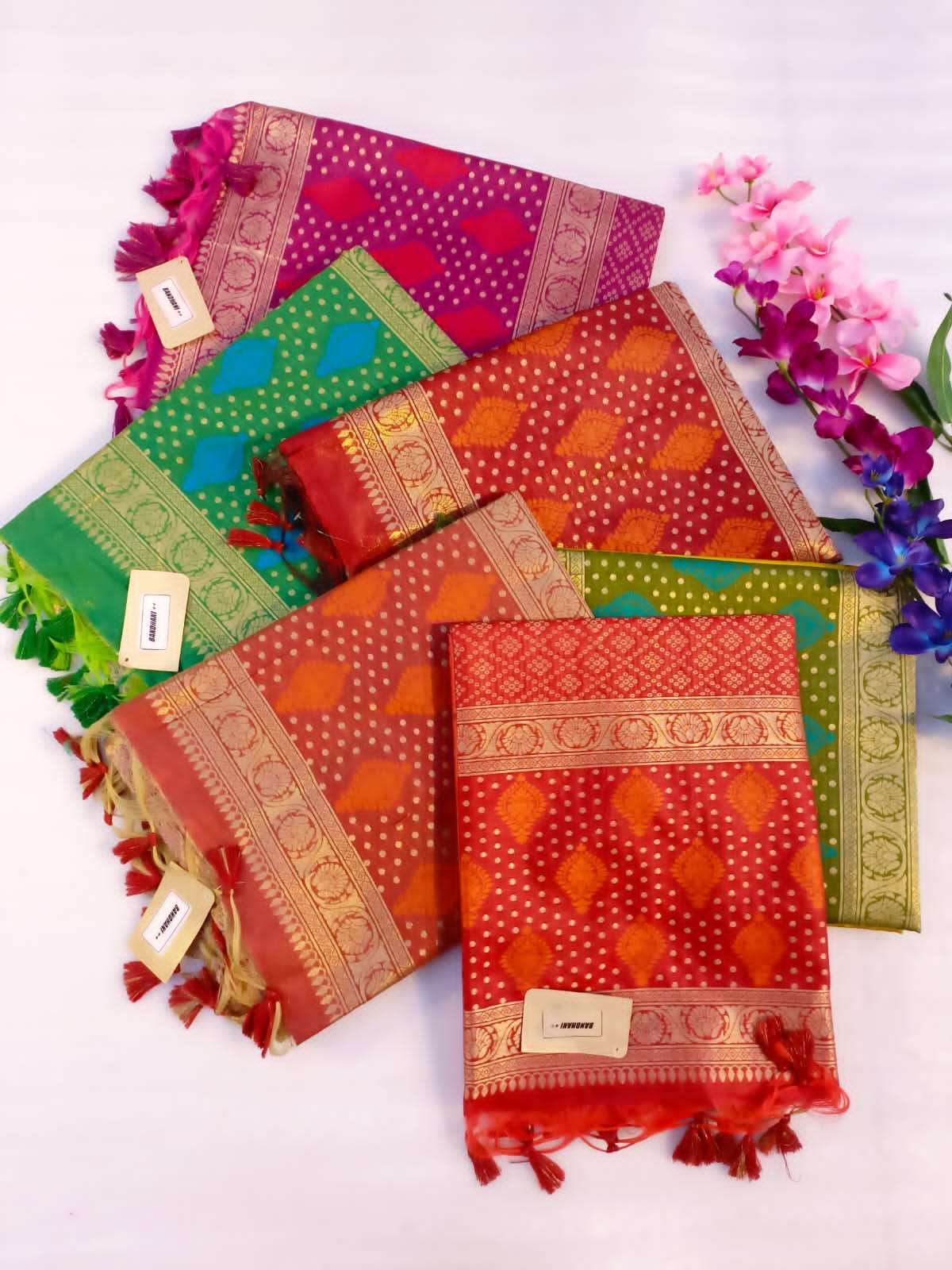 BANDHANI VOL-3 BY ASLIWHOLESALE DESIGNER PURE SILK BANDHANI SAREES